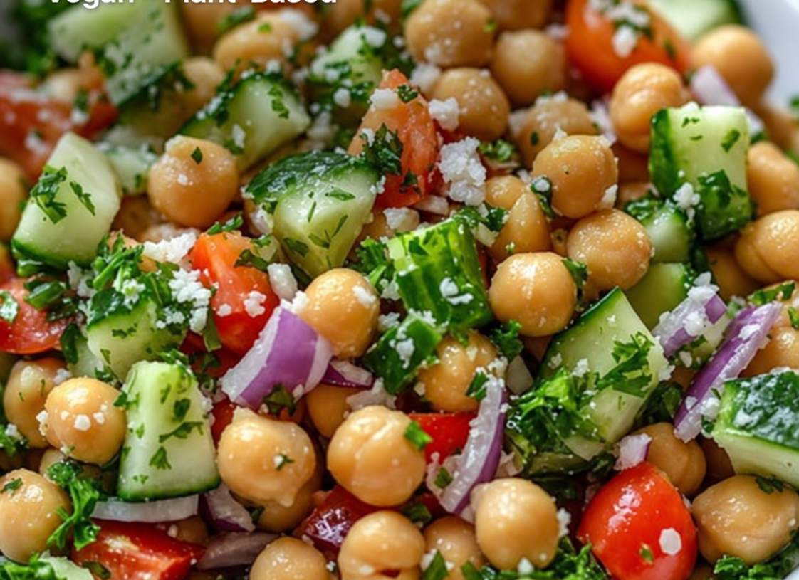 Vegan Chickpea Salad with Cucumber & Lemon