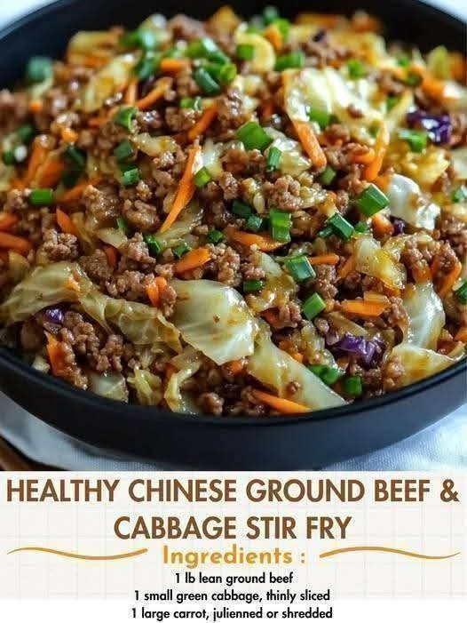 Healthy Chinese Ground Beef & Cabbage Stir-Fry