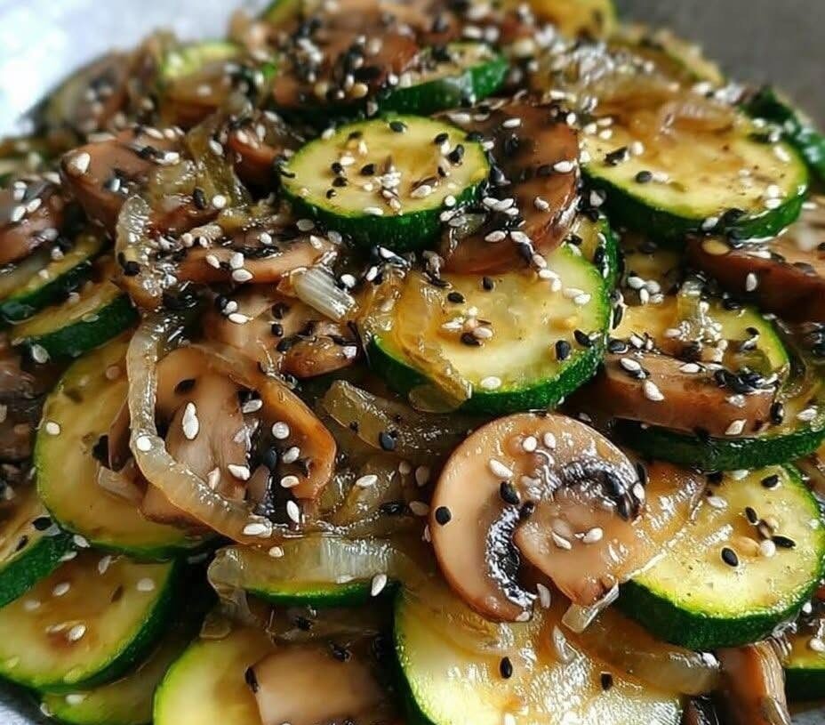 Garlic Sesame Zucchini & Mushroom Stir-Fry