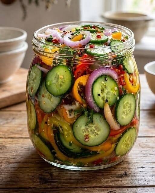 Quick Pickled Cucumber & Veggie Salad