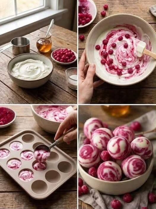  Raspberry Swirl Yogurt Bites
