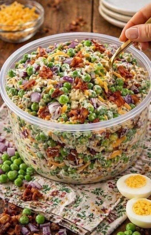 Creamy Bacon Pea Salad
