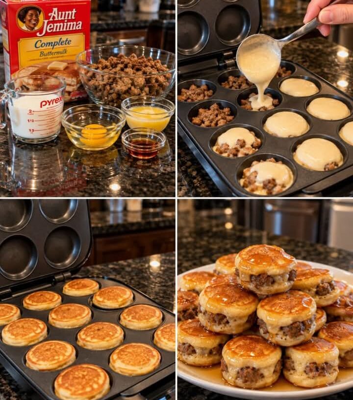 Sausage Pancake Bites with Maple Syrup