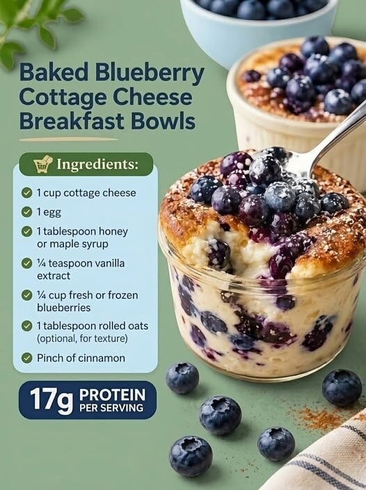 Baked Blueberry Cottage Cheese Breakfast Bowls