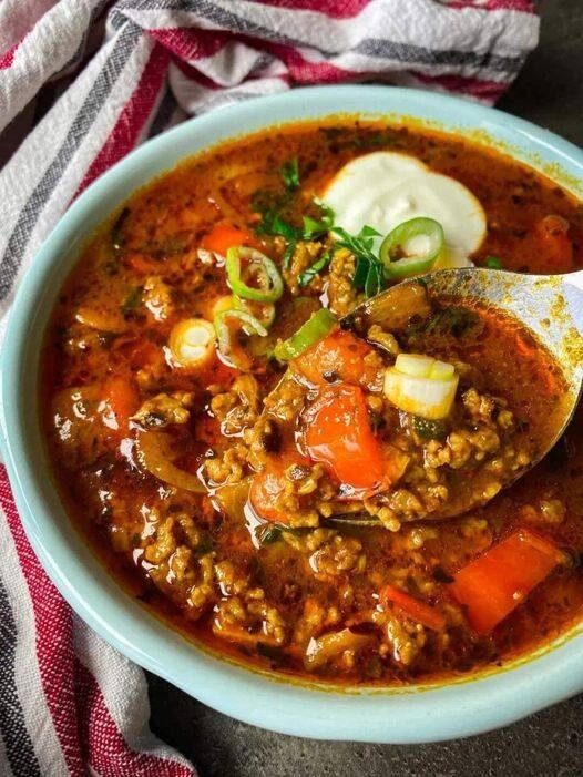 Spicy Ground Beef and Vegetable Soup